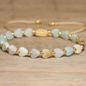 Faux Amazonite Heart shaped Beaded Bracelet